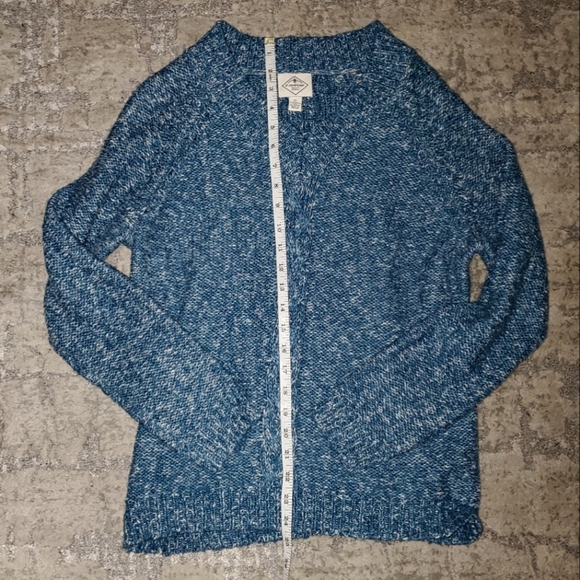 St. John's Bay Petite LG Shades Of Blue/Teal Tweed Pullover Sweater - Picture 5 of 12